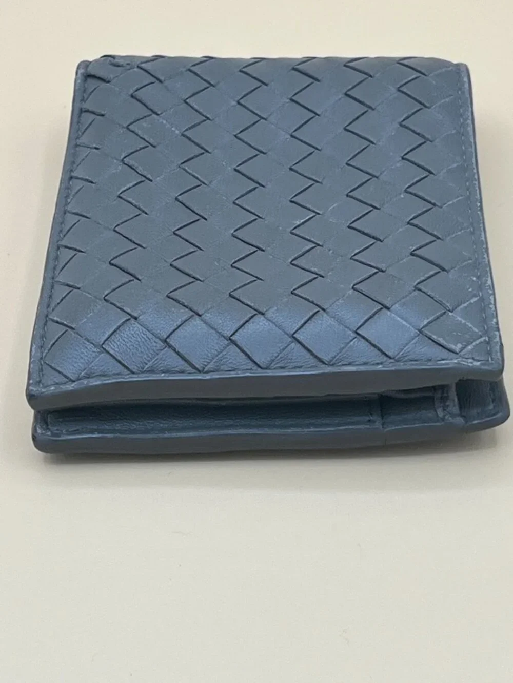 Bottega Veneta Intrecciato Woven Leather Bifold Wallet Grey Made in Italy Unisex